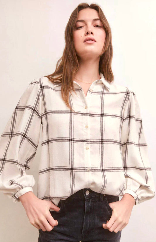 Overland Plaid Blouse - Sandstone