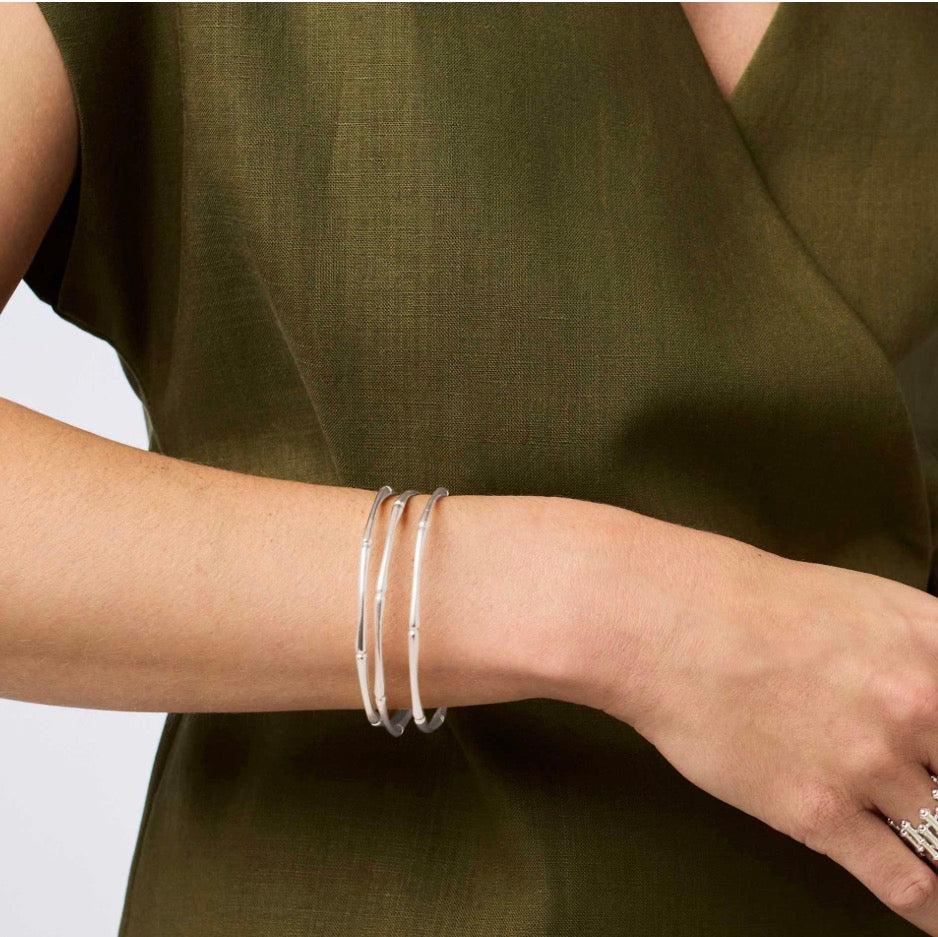 Bamboo Bangle - Silver