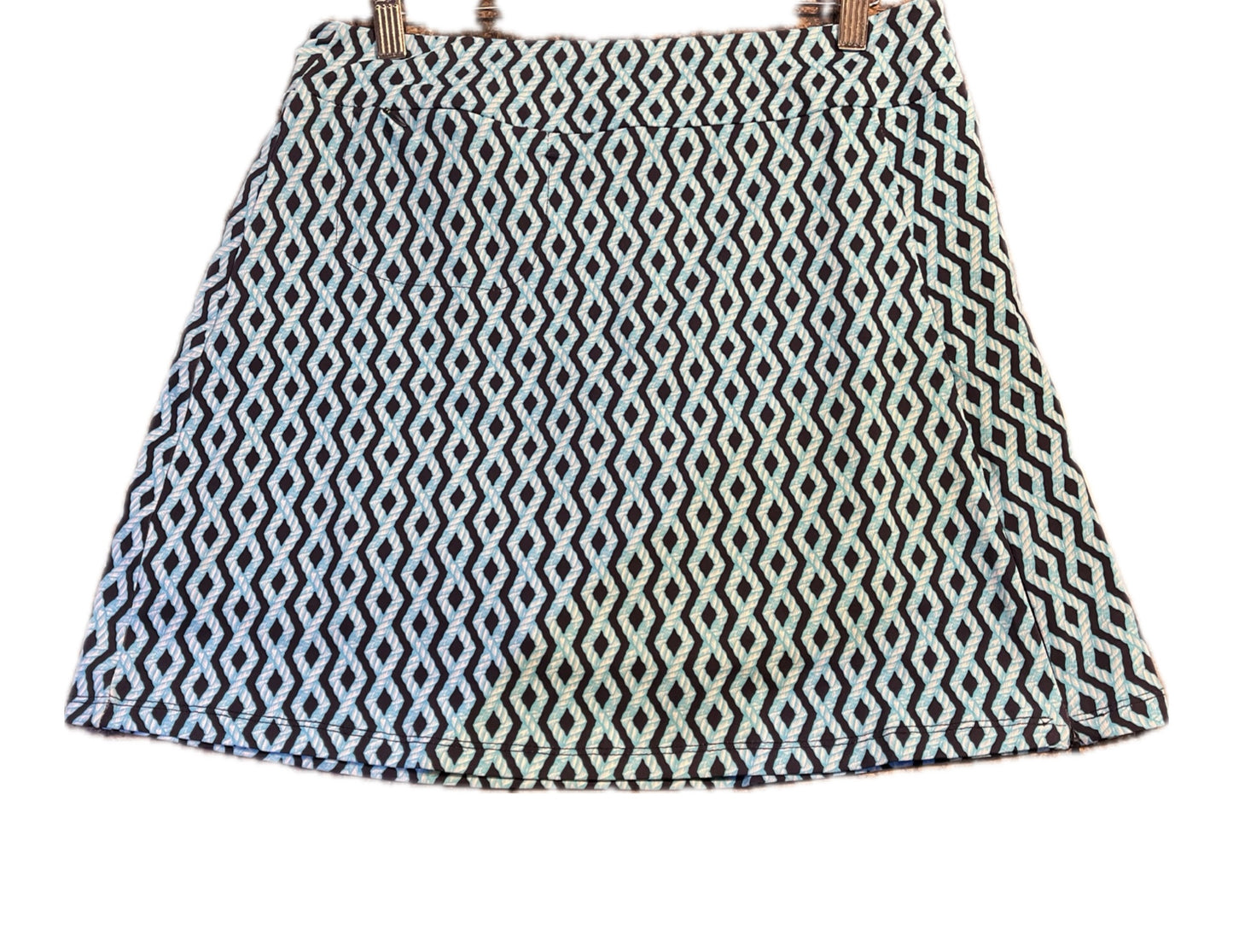 Pull-on Zip Skort-Geometric Blue