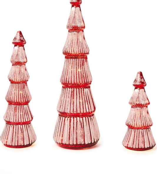 Mercury Glass Light up Trees Set of 3