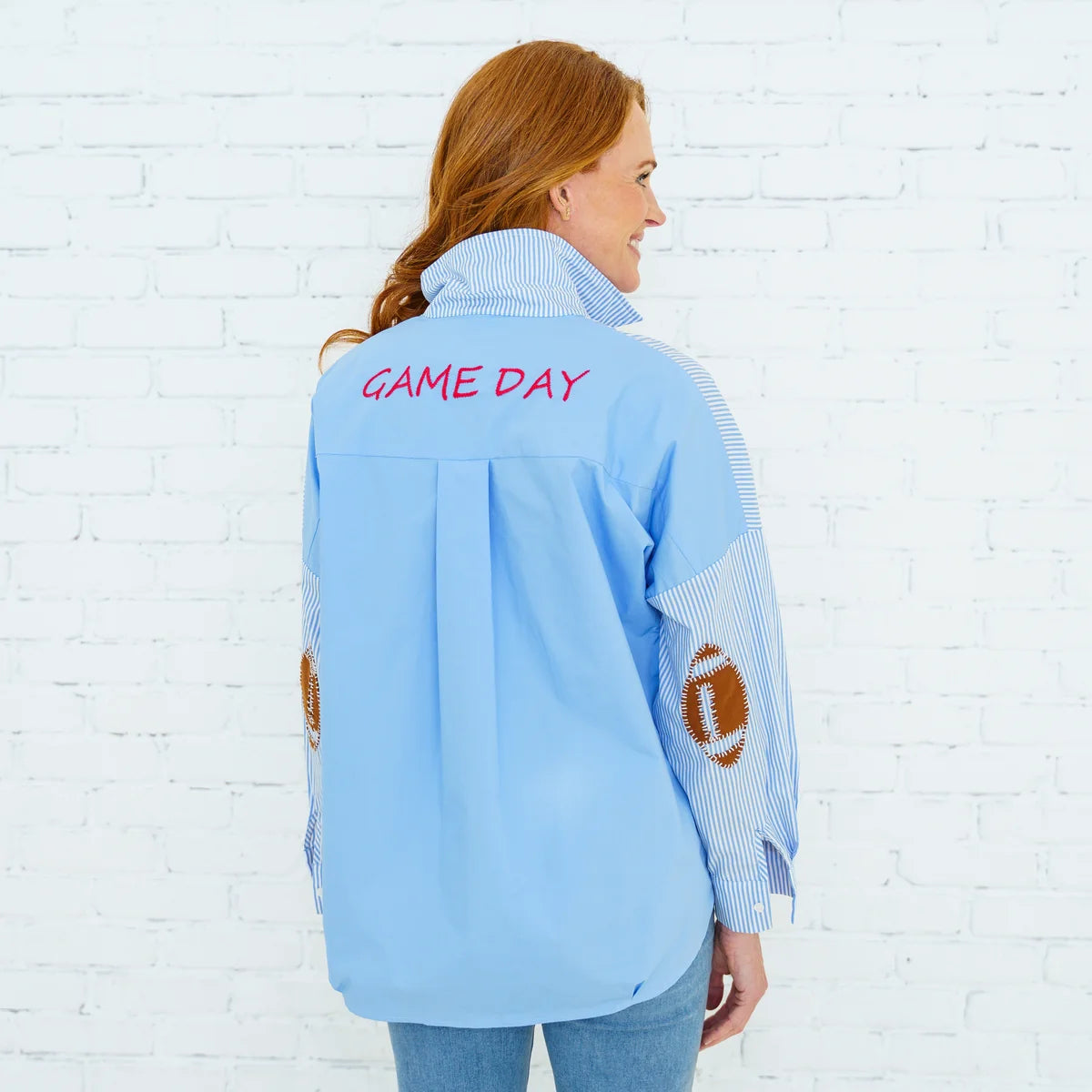 Preppy Football Shirt Powder Blue