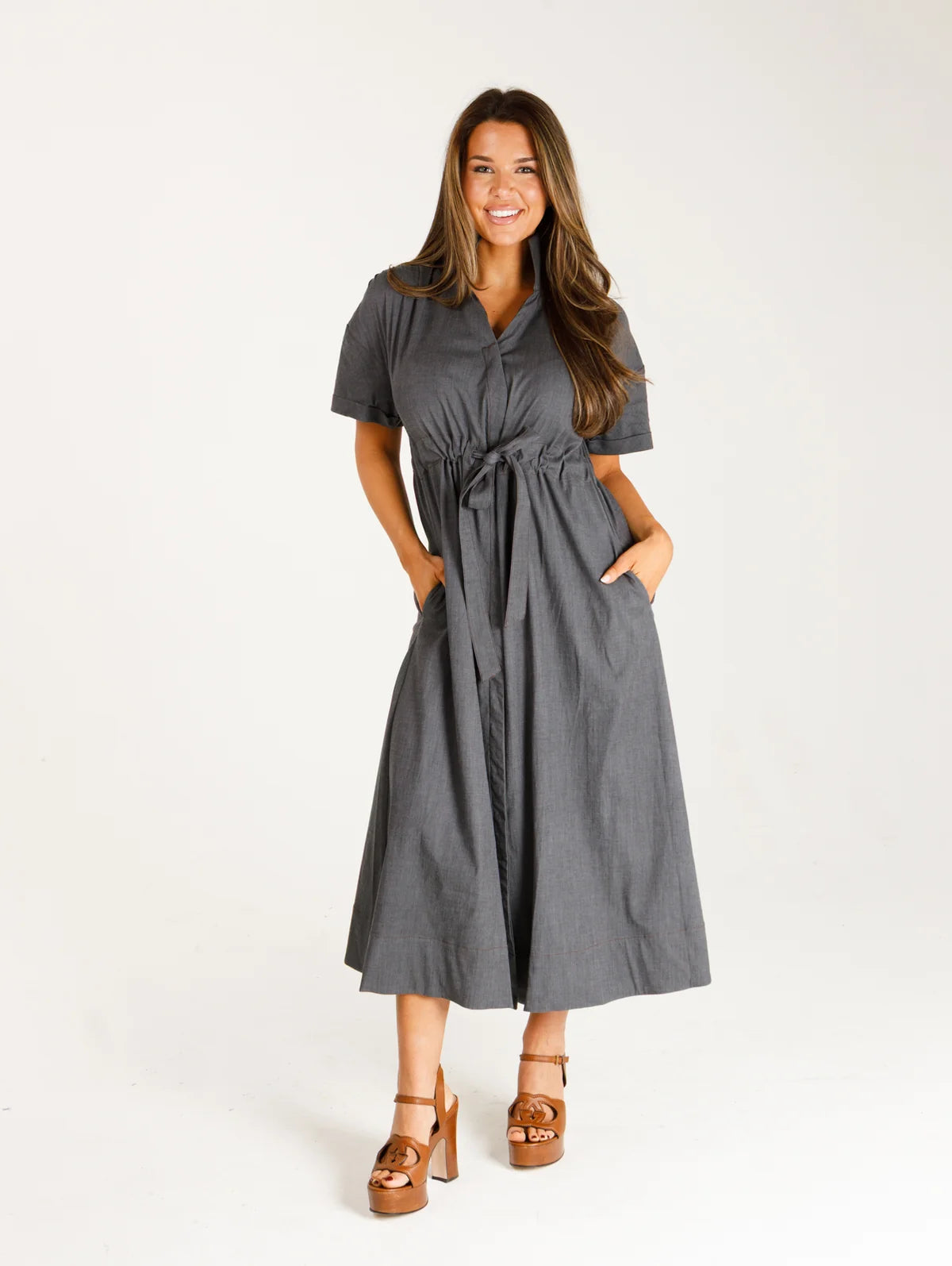 Bria Dress - Black Washed Denim