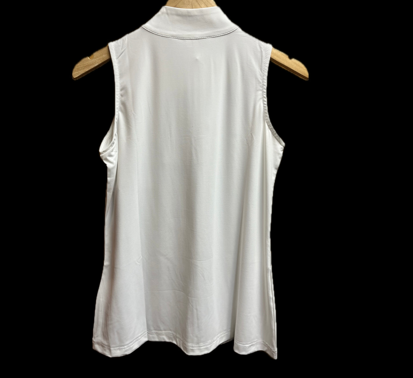 Sleeveless High-Neck Zip Top-White