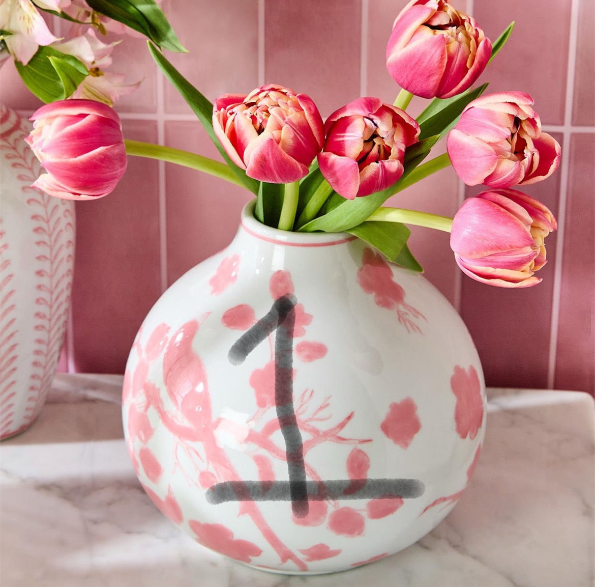 Pink Chinoiserie Vase-Each Sold Separately