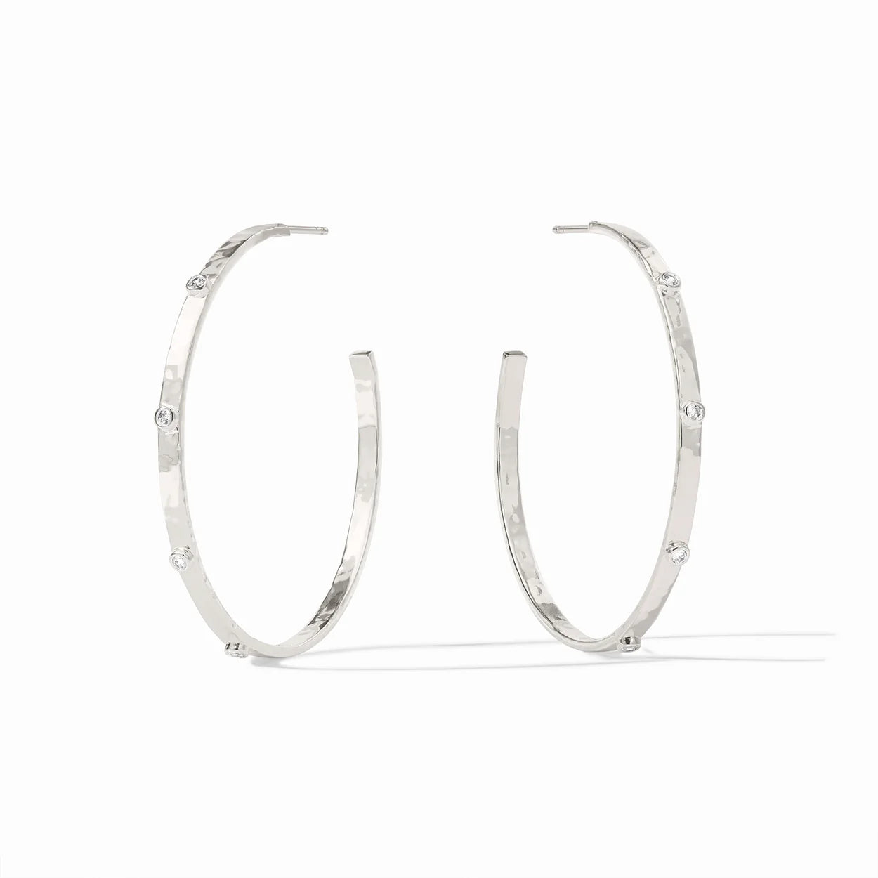 Julie Vos Crescent Hoop Earrings-Silver