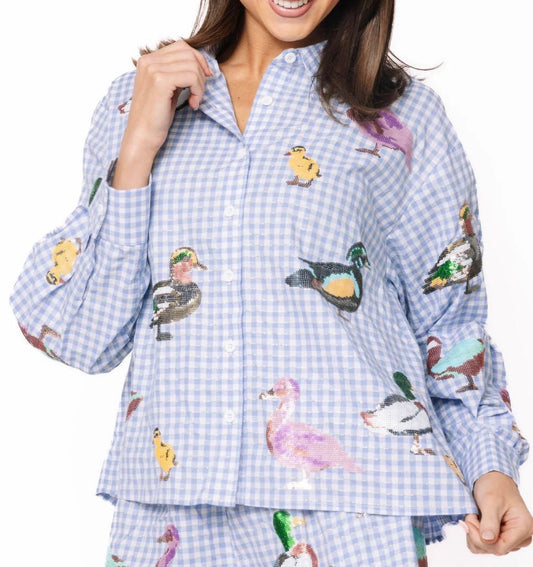 Gingham Scattered Duck Button Up