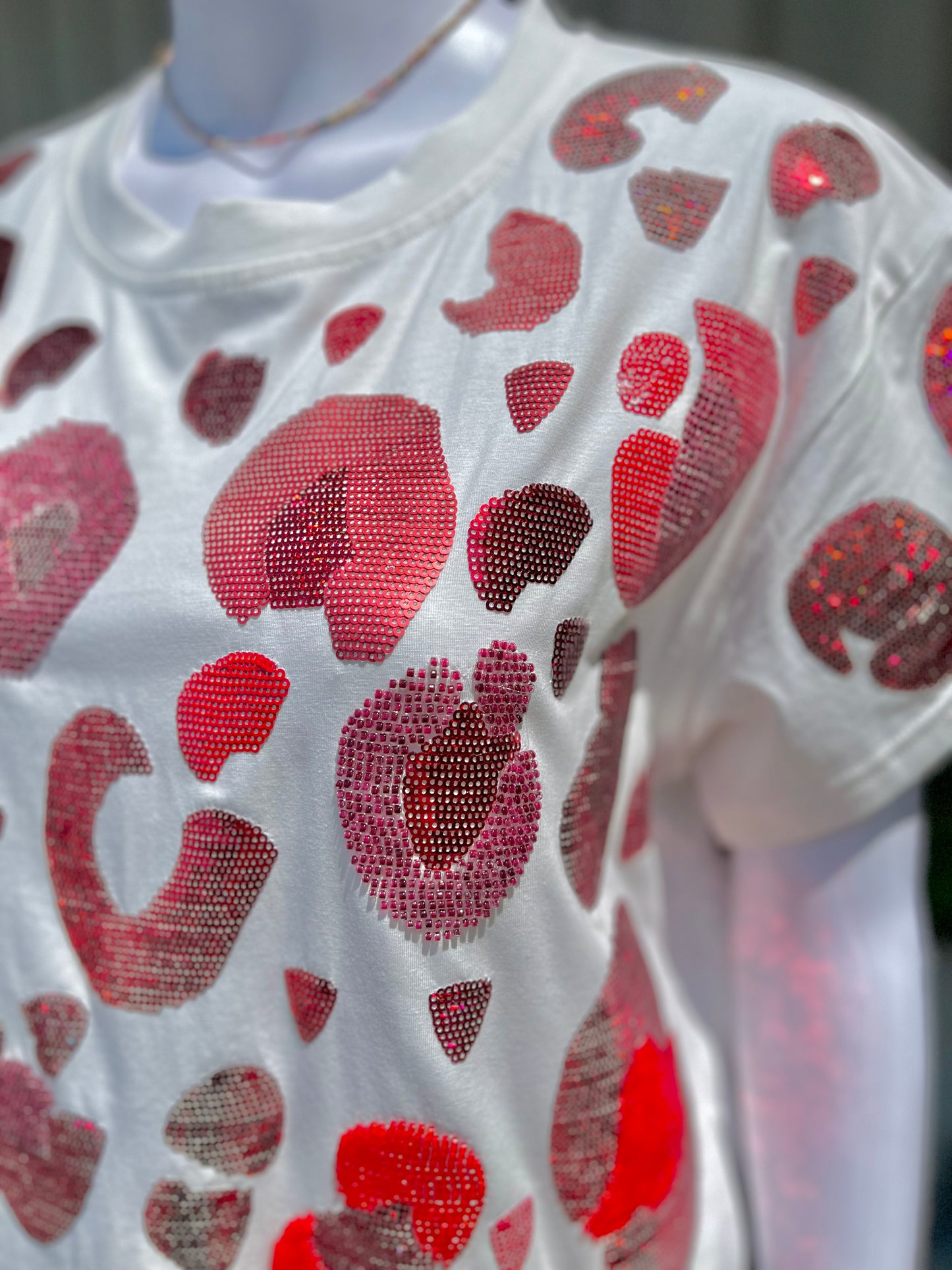 Leopard Top - Crimson and White