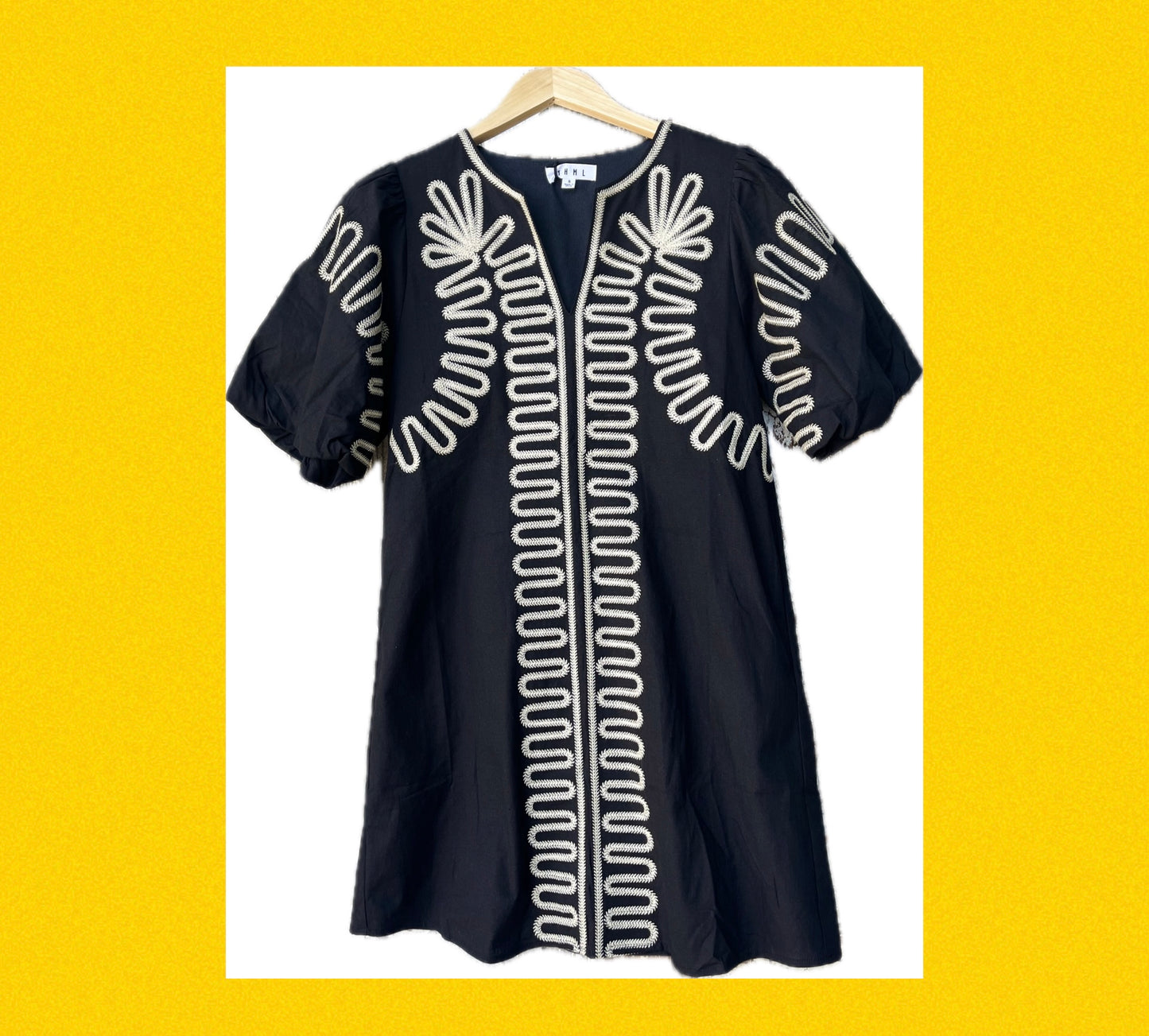 Puff Sleeve Embroidered Dress