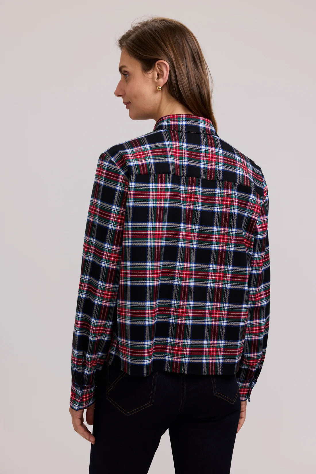 Jodie Holiday Plaid Long Sleeve Short Shirt