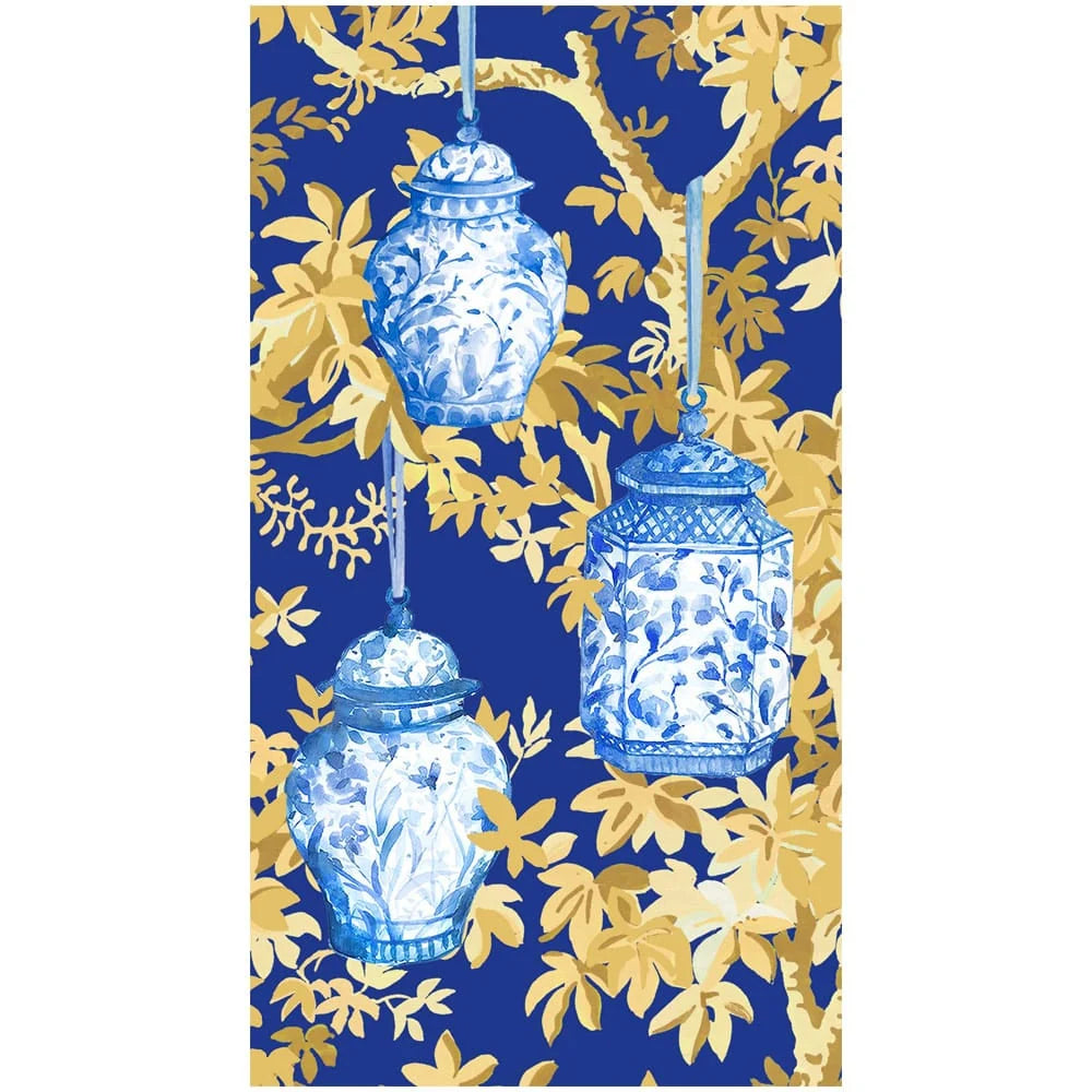 Ginger Jars Dark Blue Guest Towel