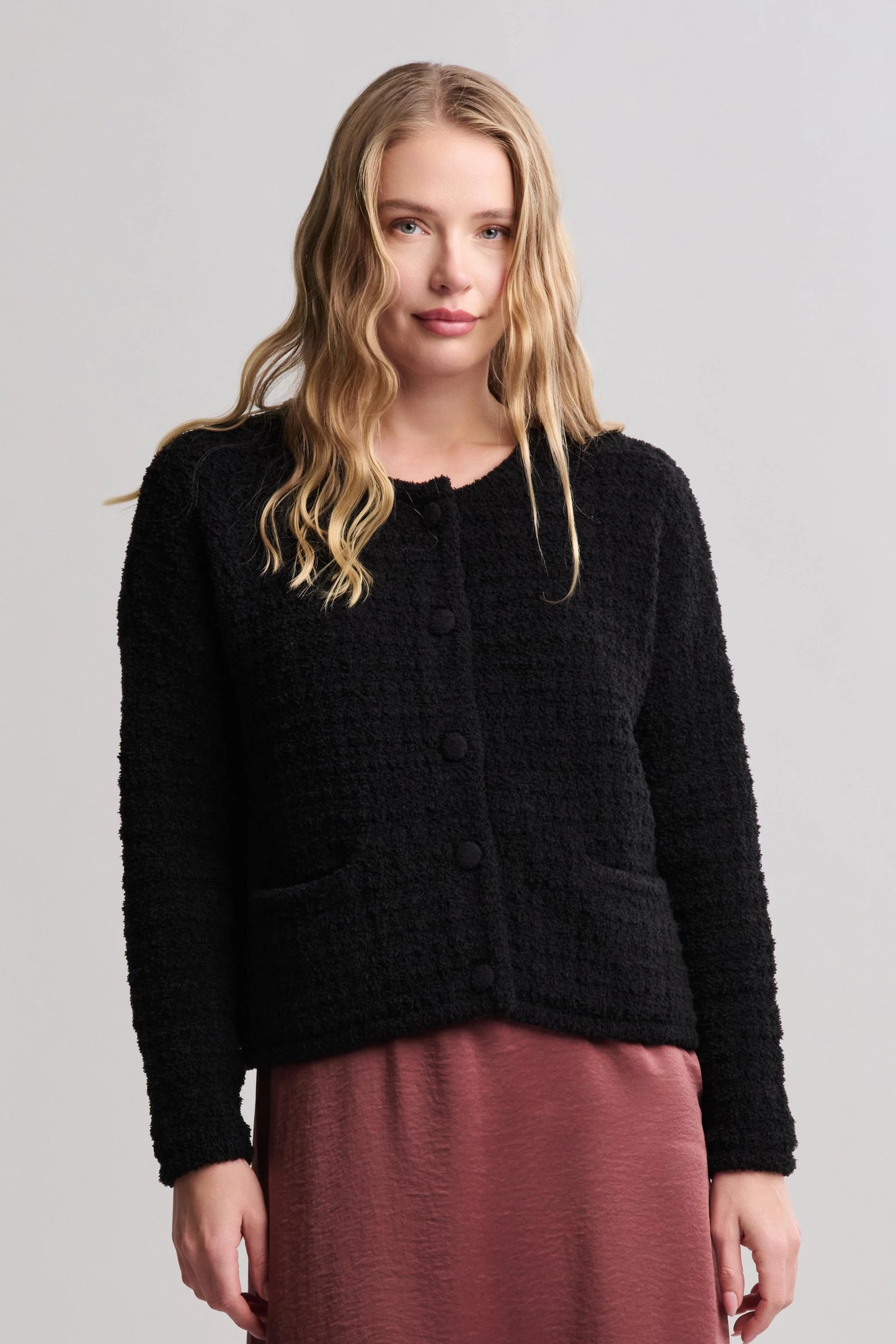 CozyChic Textured Button Front Cardigan