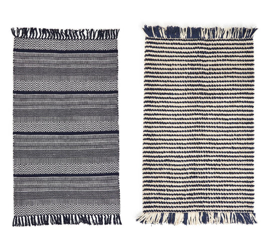 Navy Striped Rug 3’x5’