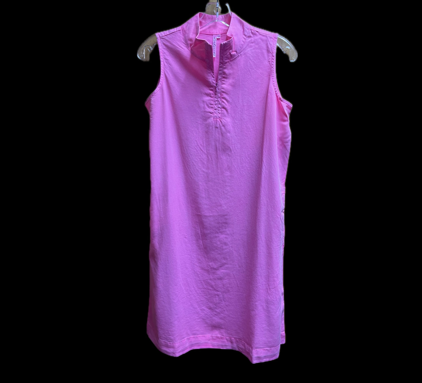 Zip Front Sleeveless Tencel Dress-Pink