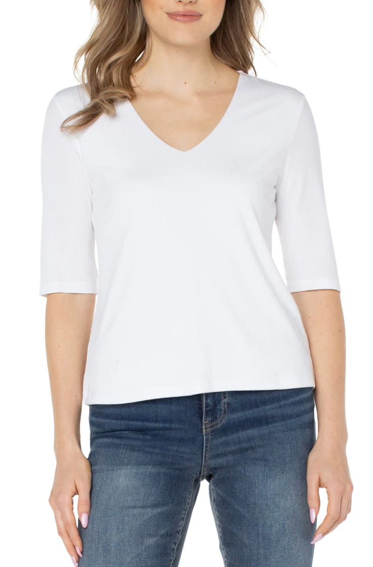 Double Layer V Neck Rib Top