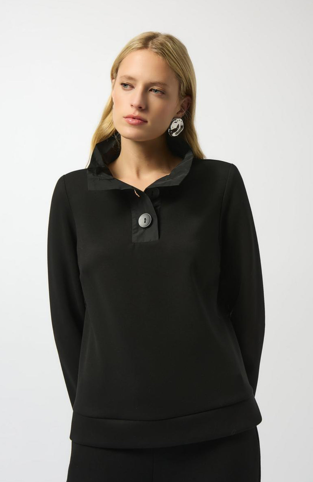 Casual Button Top-Black