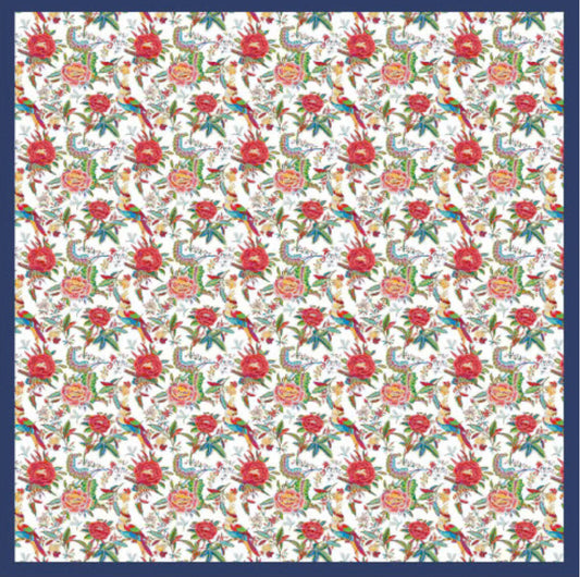 Garden Party White Italian Silk Scarf