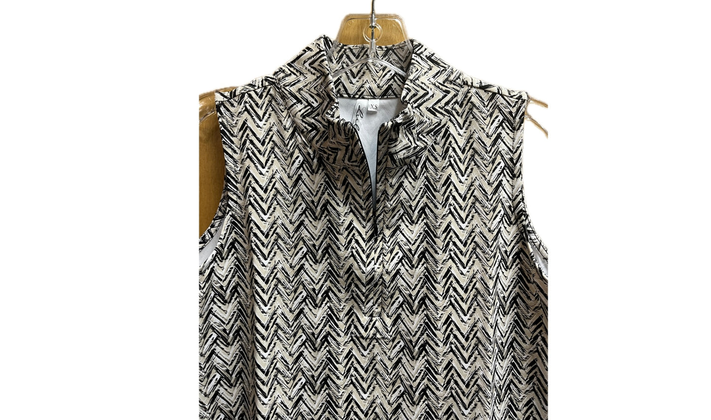 Sleeveless Zip Front Top-Safari