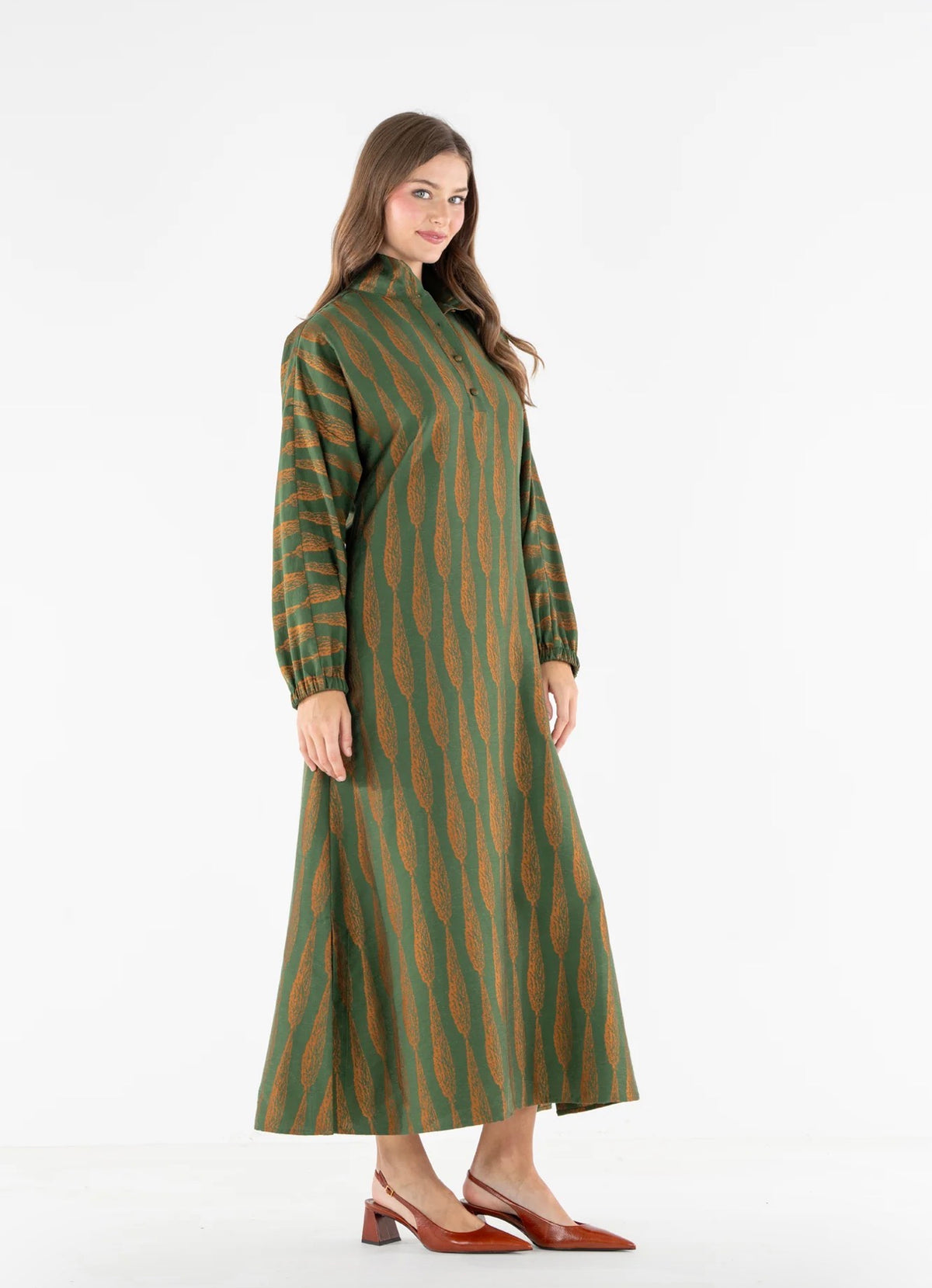 Long-Sleeve Poppy Maxi Tuscan Villa