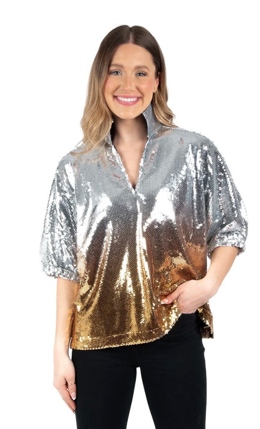 Emily McCarthy Poppy Top-Ombré Sequins