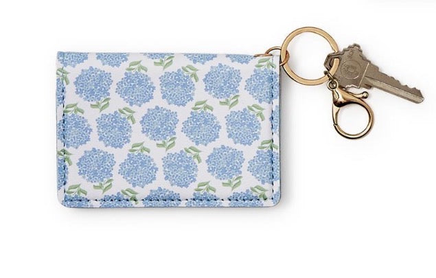 Hydrangea Print ID Wallet Assorted 3 Designs - Vegan Leather/PVC/Metal