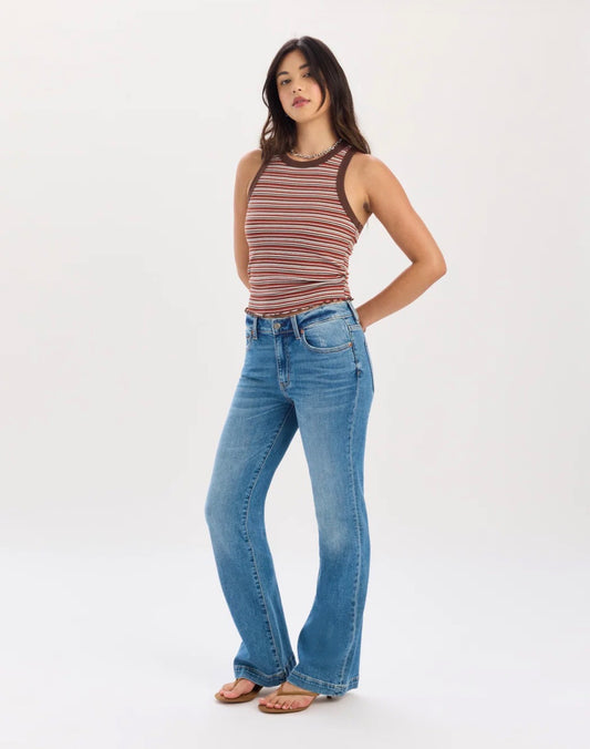 Heart Breaker Mid Rise Flare-Text Me