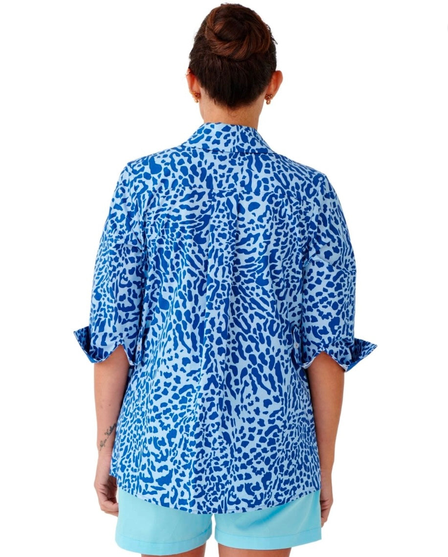 Missy Fit shirt-Leopard Blue