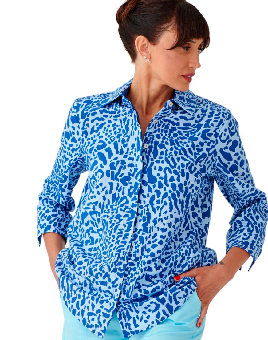 Missy Fit shirt-Leopard Blue