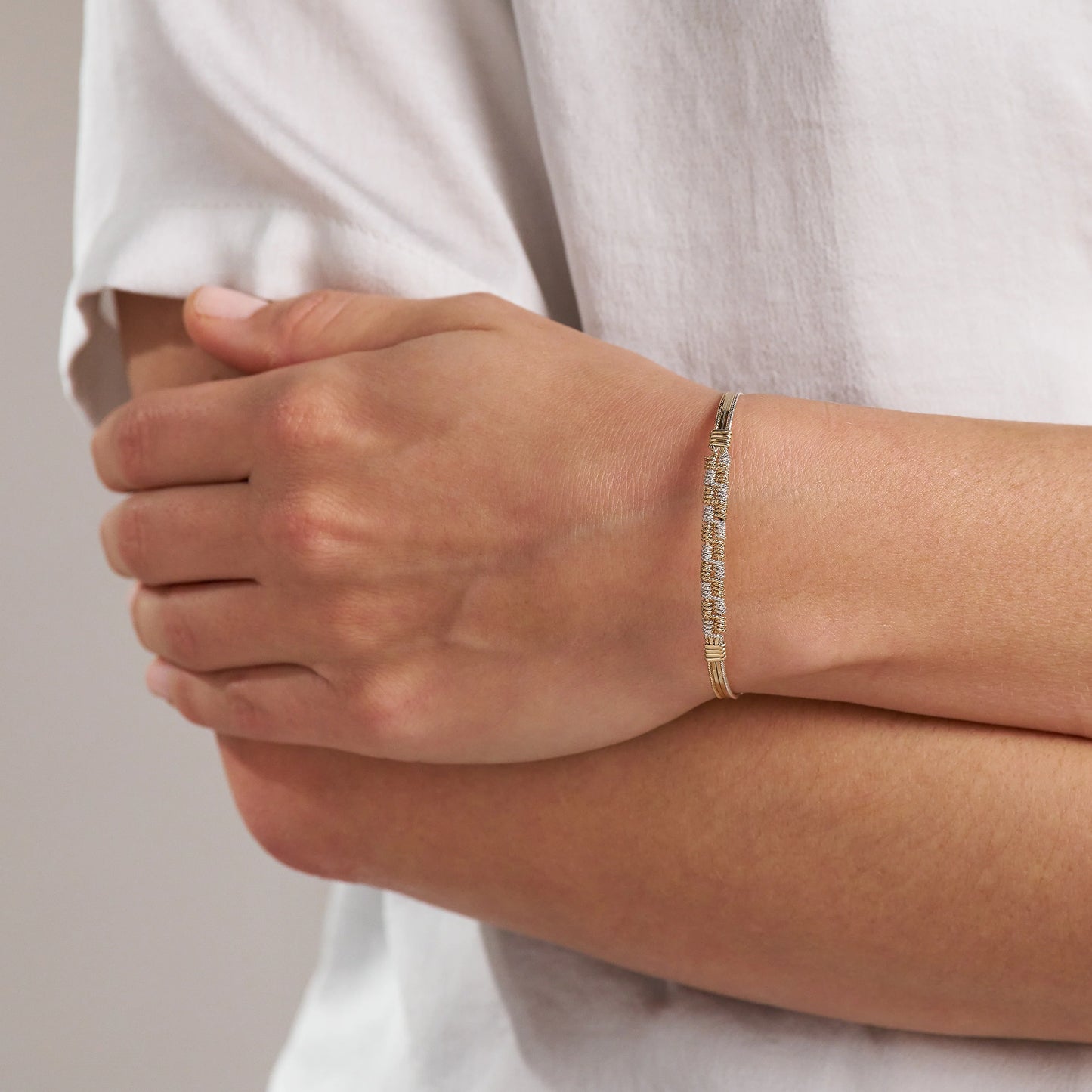 Hearts Collide Bracelet-14k Gold w/ Sterling Silver