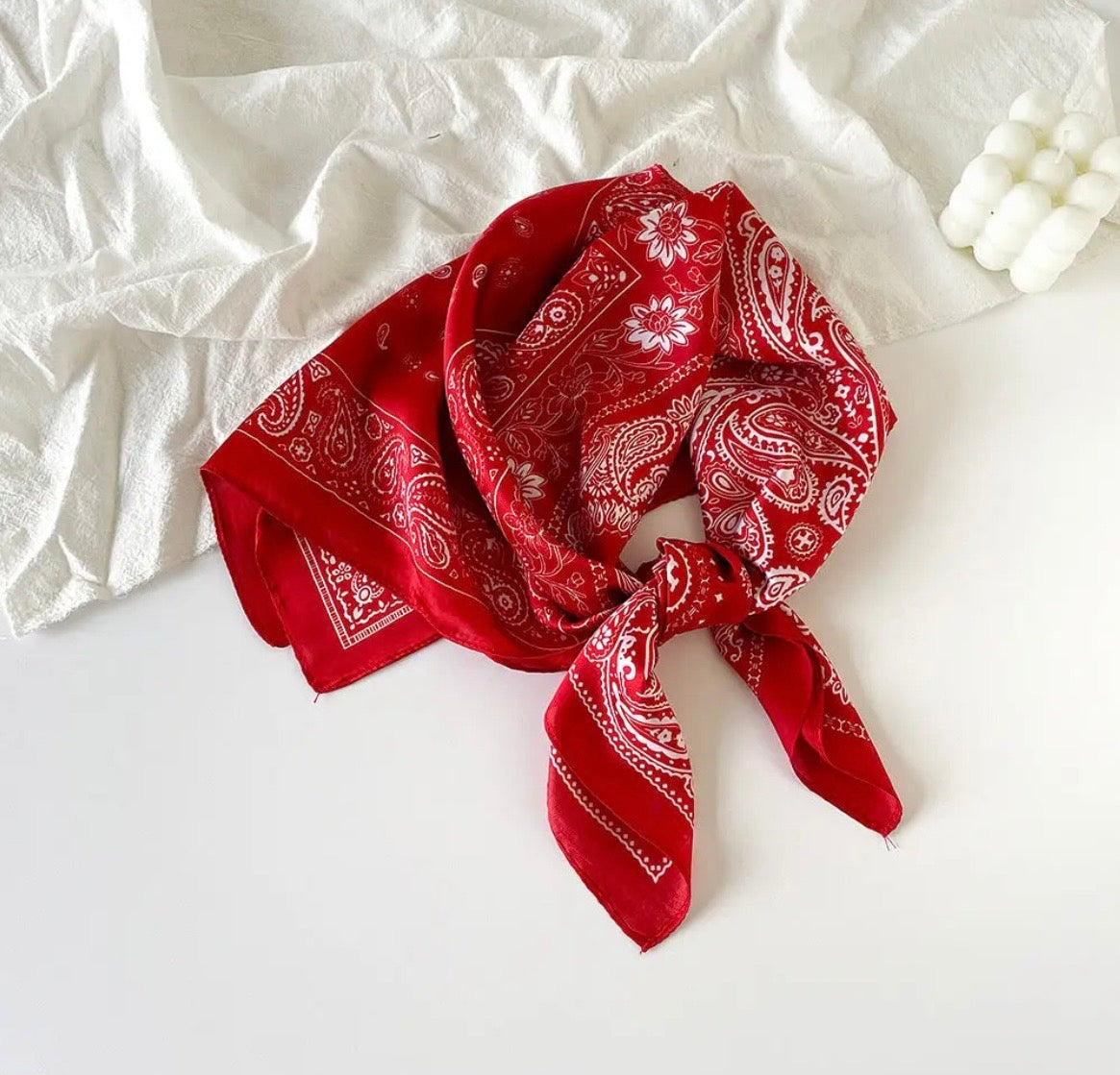 Vintage Paisley Pattern Square Satin Scarf