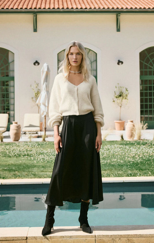 Northpointe Satin Midi Skirt-Black