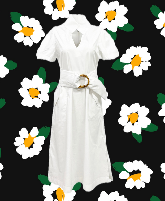 Gretchen Dress-Solid White