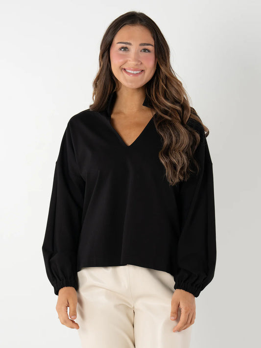 Poppy Top-Black Ponte