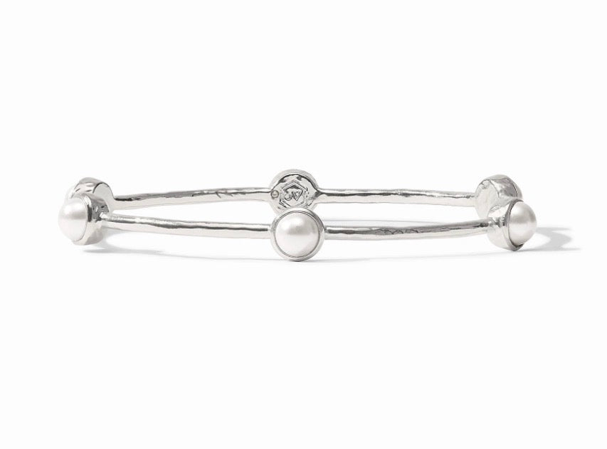 Milano Luxe Bangle - Silver Pearl