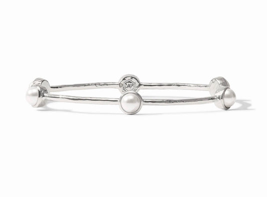 Milano Luxe Bangle - Silver Pearl
