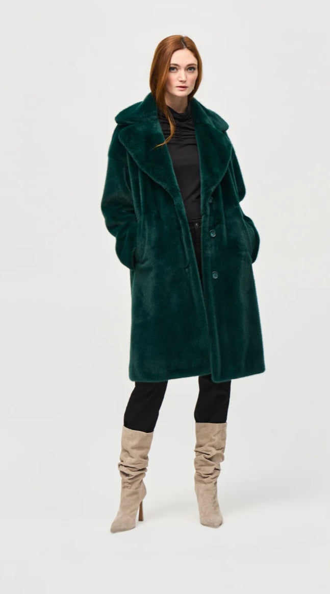 Joseph Ribkoff Faux Fur Coat Green