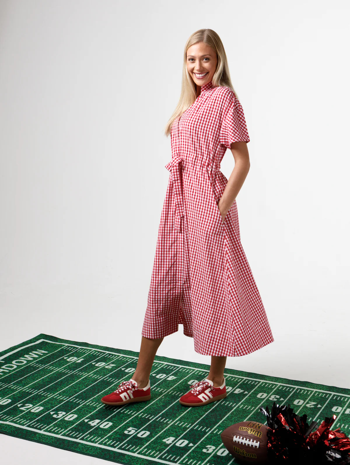 Bria Dress - Crimson/White