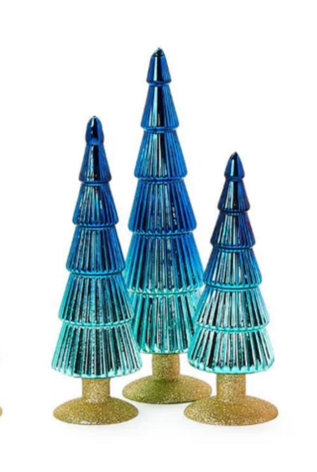 Merry & Bright Mercury Ombre’ Glass Christmas Tree - Set of 3