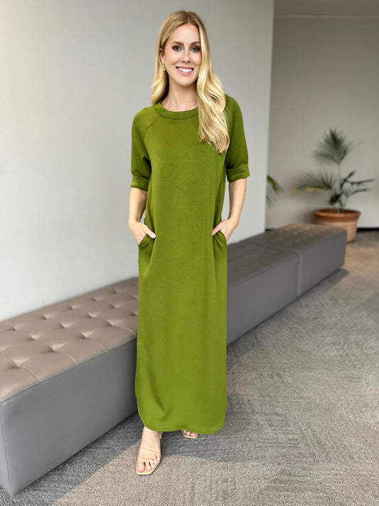 Scuba Midi Dress-Kiwi