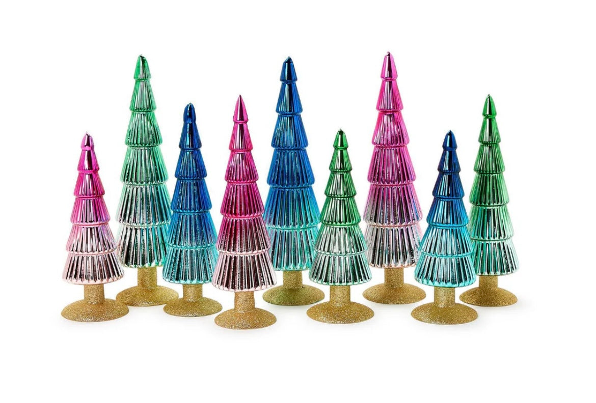 Merry & Bright Mercury Ombre’ Glass Christmas Tree - Set of 3