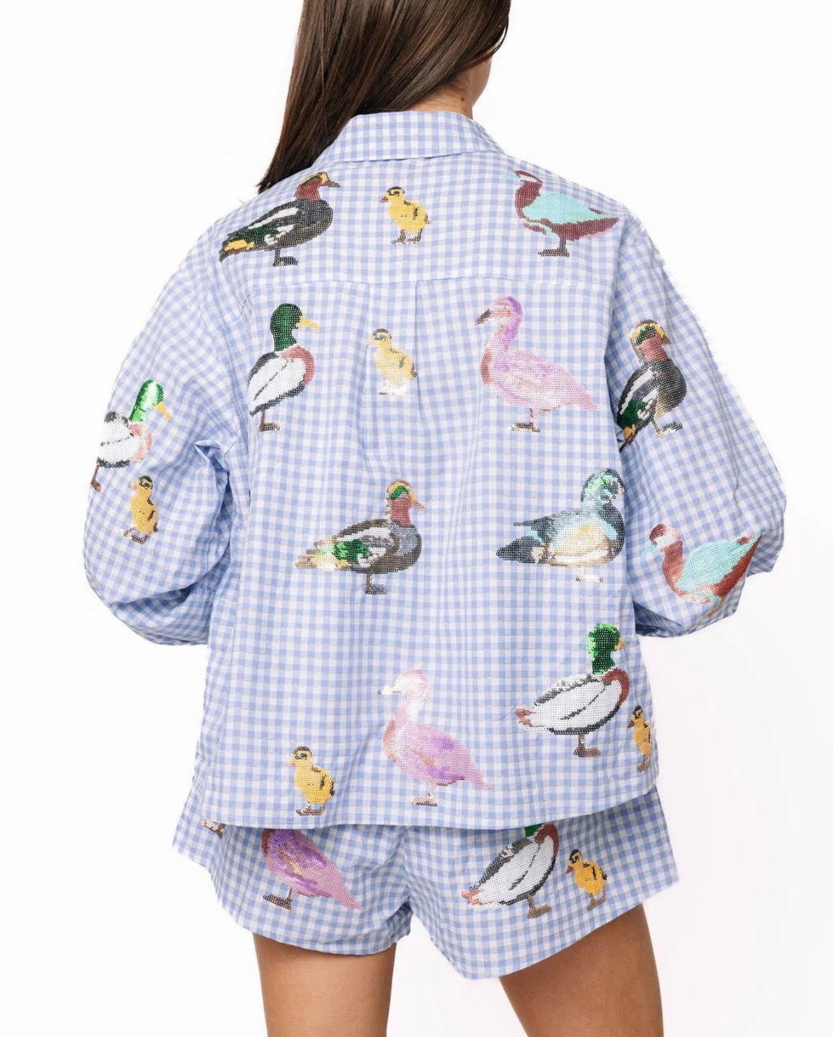 Gingham Scattered Duck Button Up