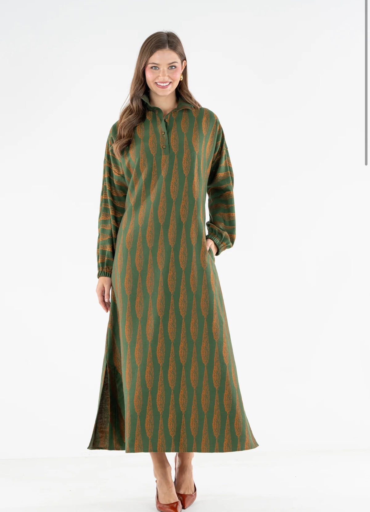 Long-Sleeve Poppy Maxi Tuscan Villa
