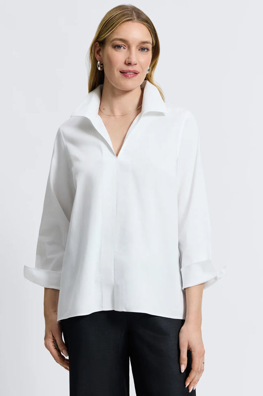 Agnes No-Iron Popover Top-White