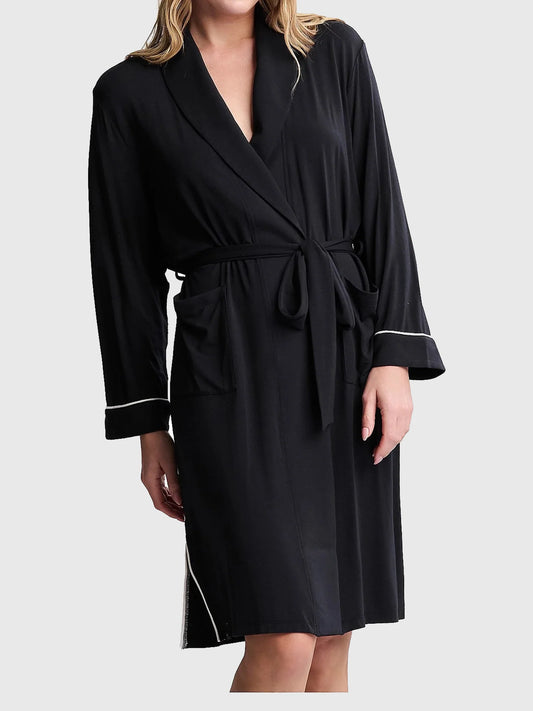 Luxe Milk Jersey Robe with -Carbon