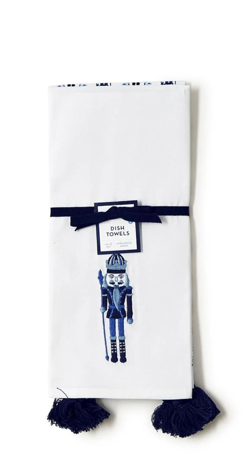 Blue Nutcracker Kitchen Dish Towels-Set of 2