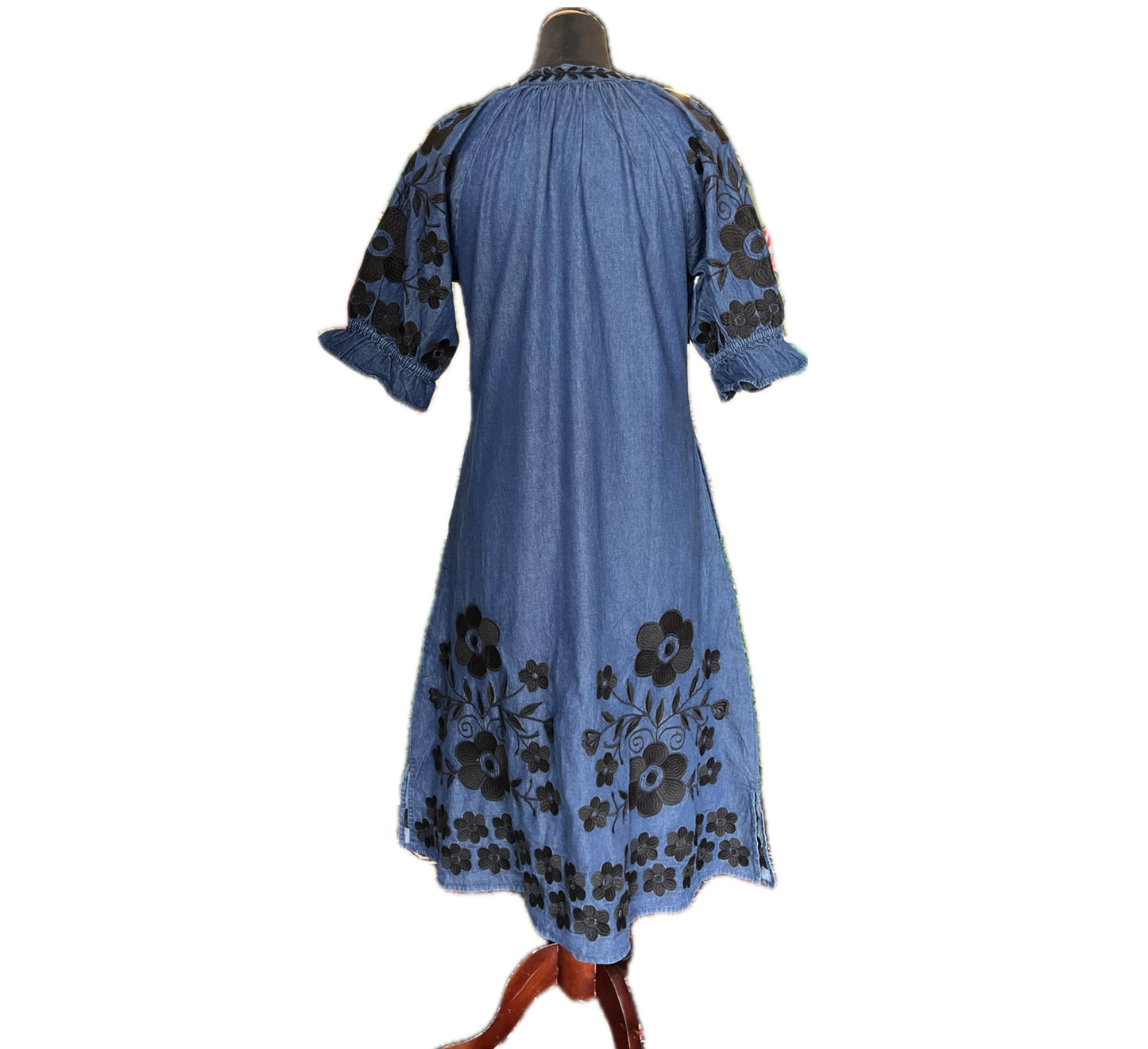 Vati Embroidered Dress-Denim