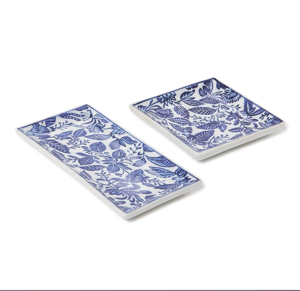 Chinoiserie Hand-Painted Blue and White Trinket / Desk Tray