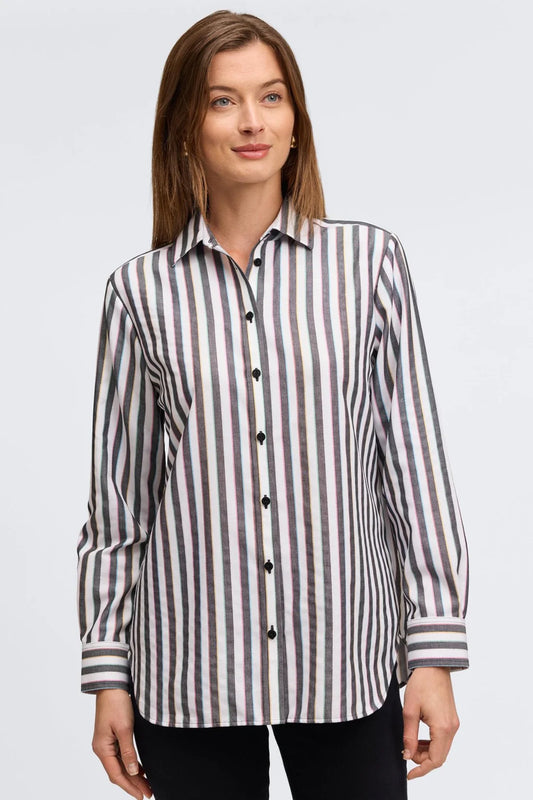 Boyfriend Long Sleeve Top-Rainbow