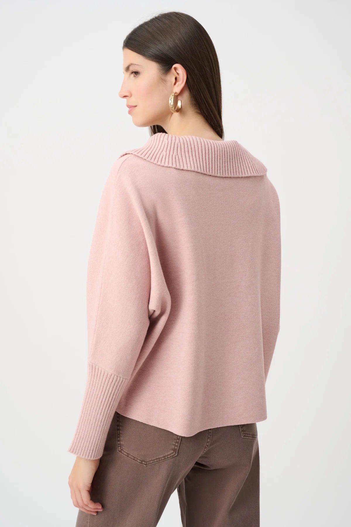 Button Shawl-Neck Knit Pullover