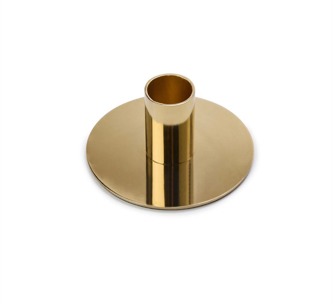 Metallic Gold Metal Taper Candlestick Candleholder - Stainless Steel