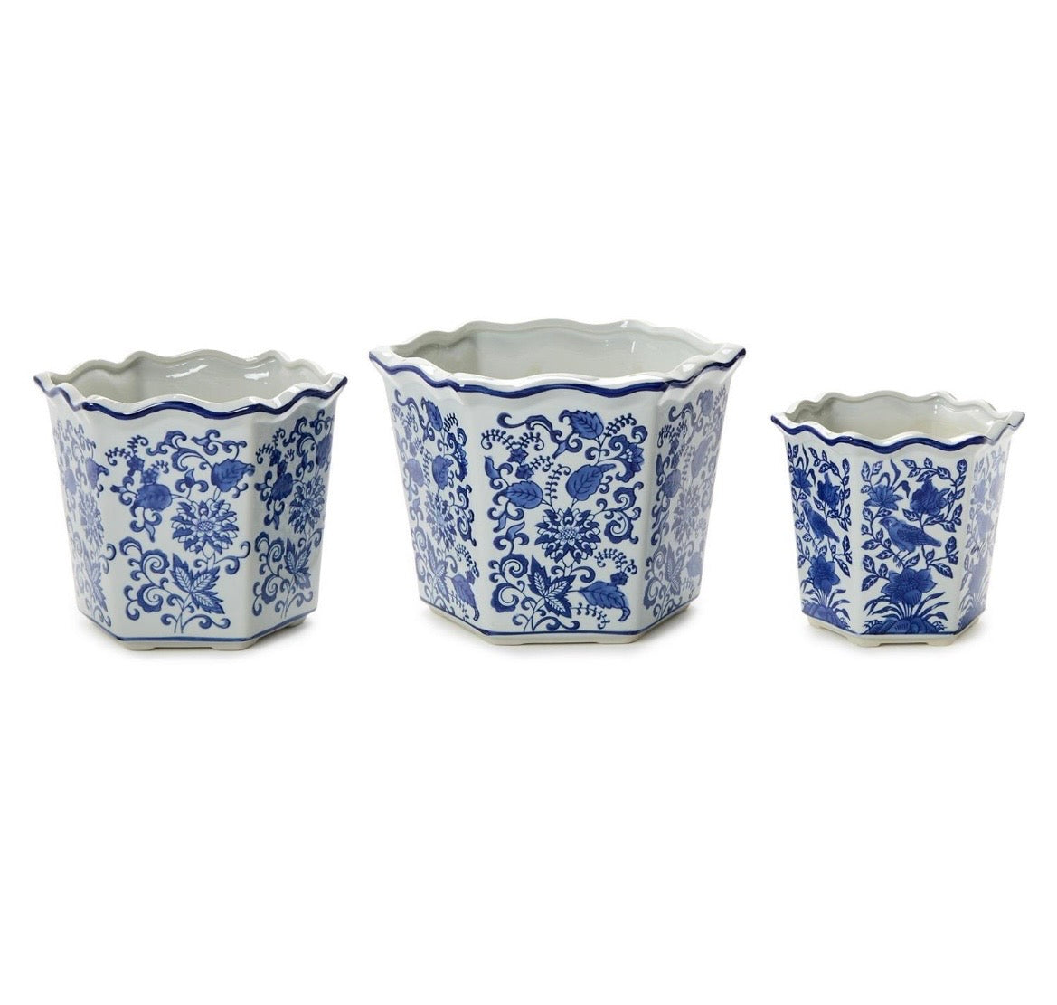 Blue and White Hand Painted Planters